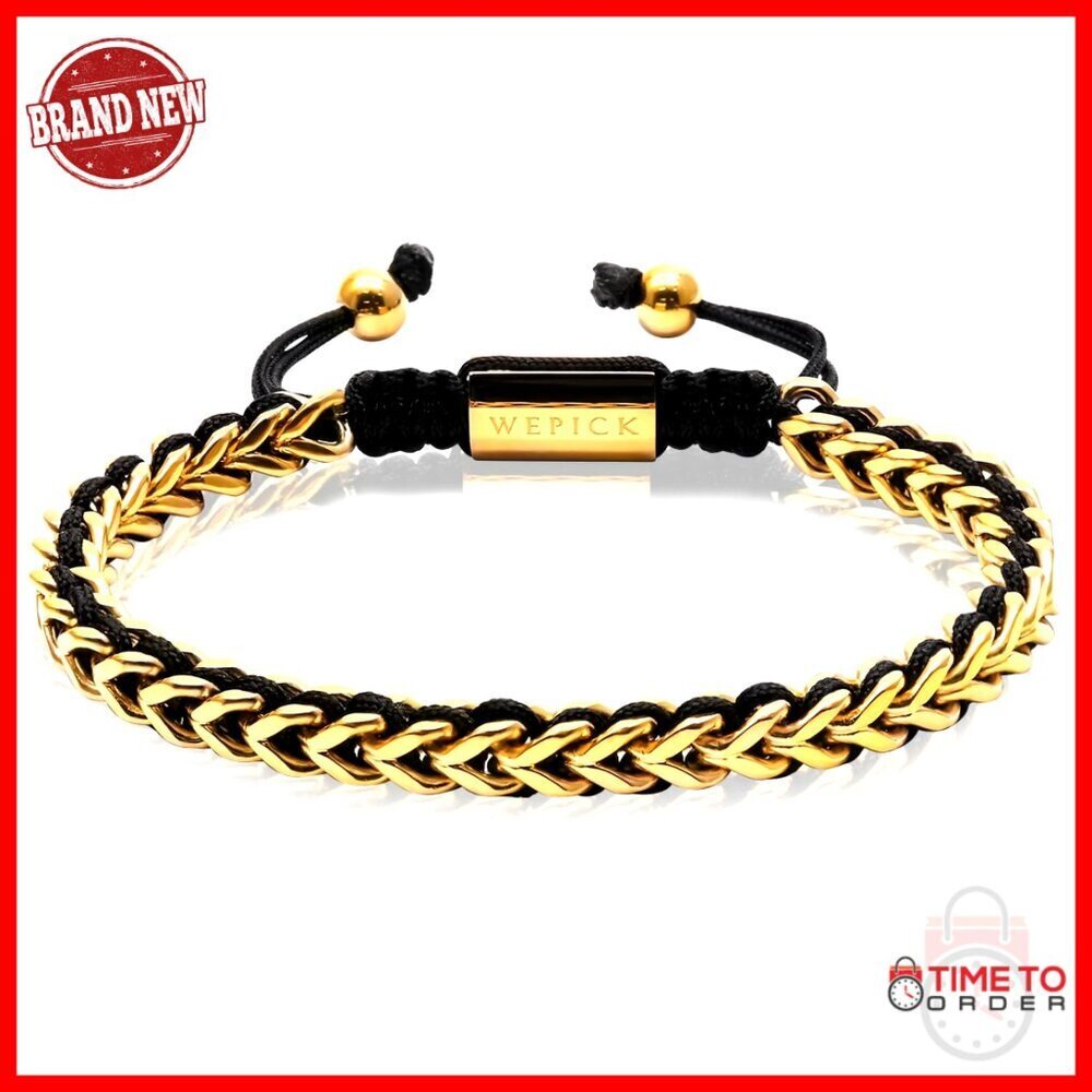 Adjustable Franco Chain Bracelet Stainless Steel Gold Plated Mens Jewelry
